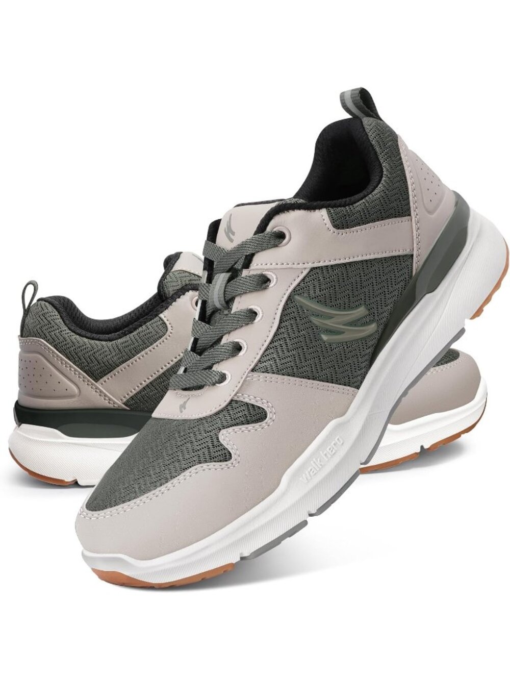 Men's Olive Trekking Shoes Casual Solid Low Top Closed Toe Non Slip Sneakers